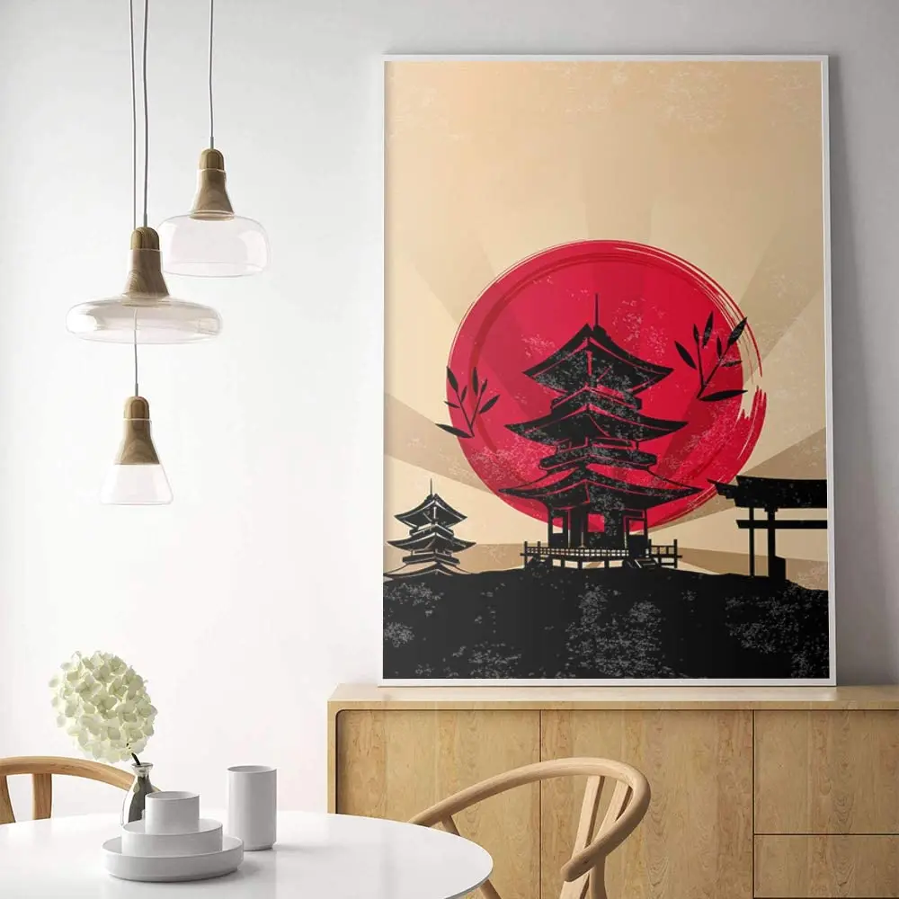 Без рамки абстрактные японские акварельные стены Искусство Бушидо искусство