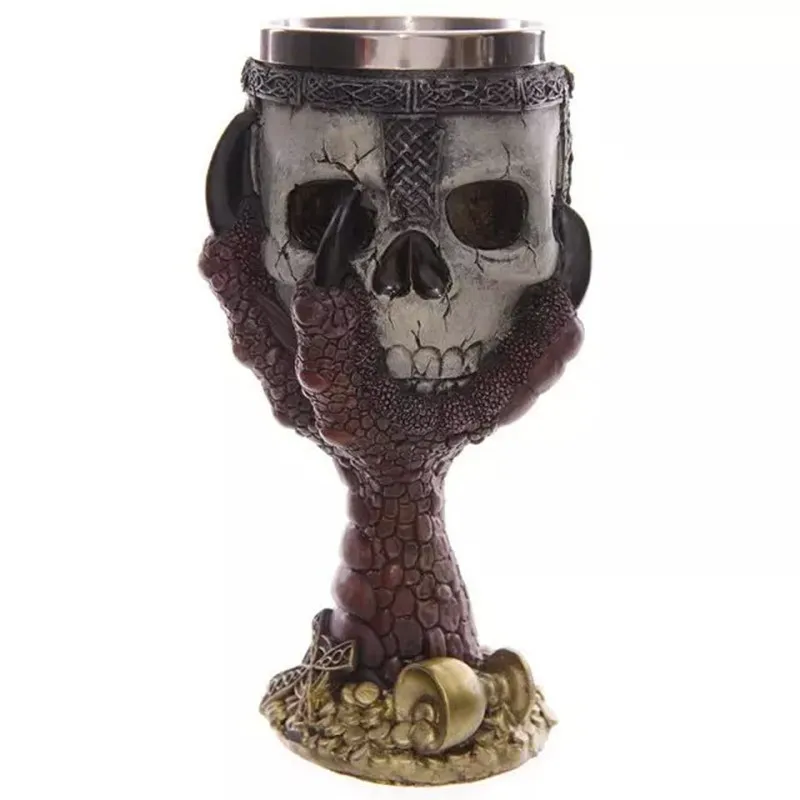 Креативная 3D чашка с черепом из нержавеющей смолы, бокал для вина, подарки на Хэллоуин, вечерние аксессуары для украшения дома, декоративная бутылка
