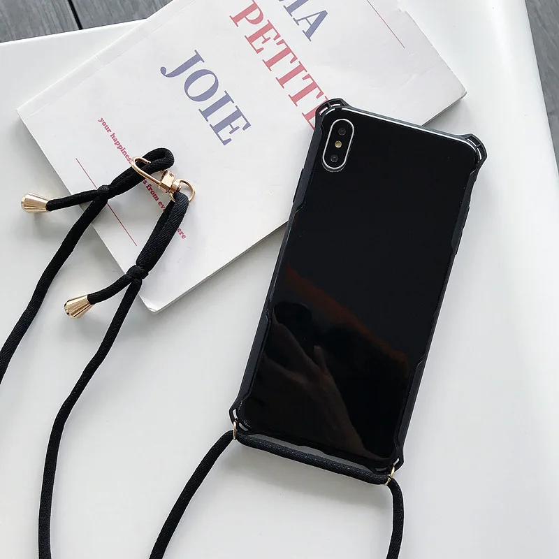 Для iPhone 11 мобильный телефон Веревка ожерелье шнурок плечо Веревка конфеты сплошной цвет чехол для мобильного телефона для iPhone XR 11 Pro Max XS