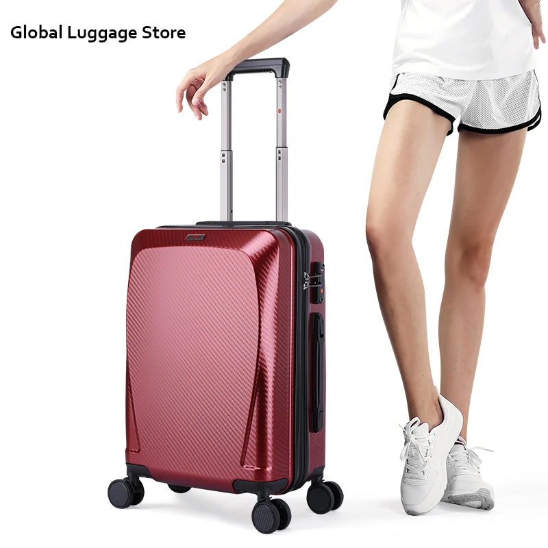 New 20“carbon Fiber Suitcase Luggage Case Carry On Rolling Luggage