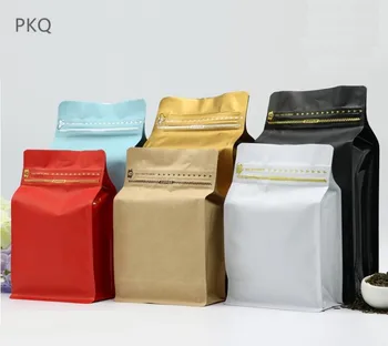 

10PCS Half Pound Eight Side Seal Kraft Paper Aluminum Foil Stand Up Pouch Grains Nut Snack Coffee Chocolate Food Packing Bag