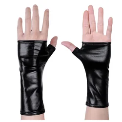 Fashion Female Short Thin Half Finger PU leather Non-slip Driving Gloves Sexy Lace Fingerless Punk Nightclub Show Gloves S89
