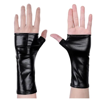 Fashion Female Short Thin Half Finger PU leather Non-slip Driving Gloves Sexy Lace Fingerless Punk Nightclub Show Gloves S89 1