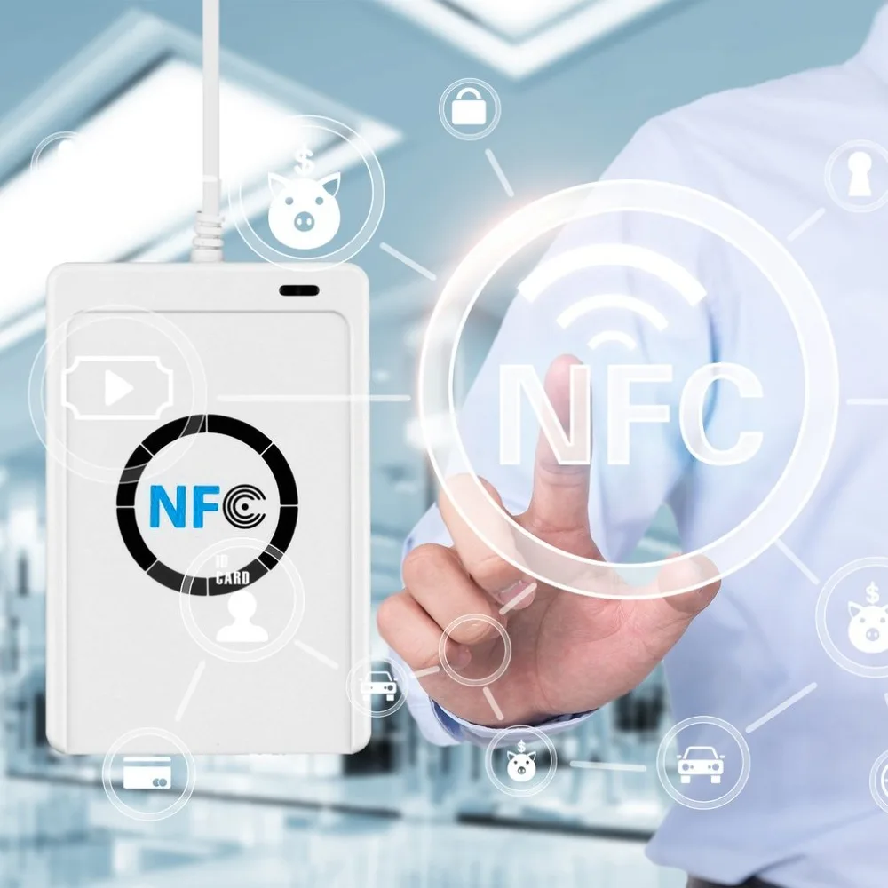 1 комплект Профессиональный USB ACR122U NFC RFID считыватель смарт-карт писатель для всех 4 типов NFC(ISO/IEC18092) тегов+ 5 шт. M1 карты Горячие