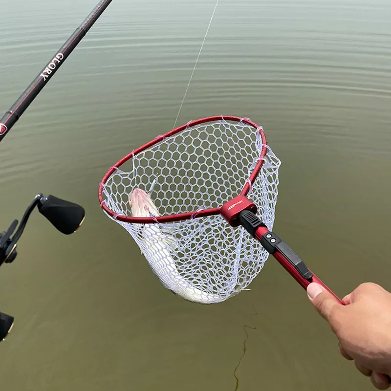 LEYDUN Foldable Net Fishing Tool Ultralight Portable Soft Rubber Mesh With Stainless Steel Handle Fly Fishing Tackle Accessories