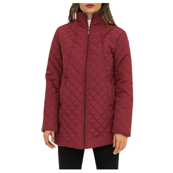 

Womens Winter Lapel Zipper Long Coat Jacket Ladies Parka Overcoat Outwear Warm Outwear Thin Cotton-Padded Coats Y11.4