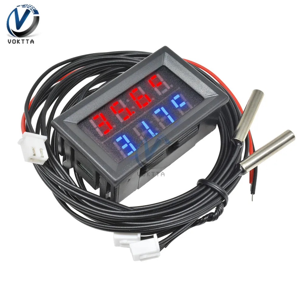 DC 4 V-28 V Mini 3 Бит/4 бита двойной Дисплей цифровой термометр Температура контроллер с NTC Водонепроницаемый металлический зонд для использования внутри помещений