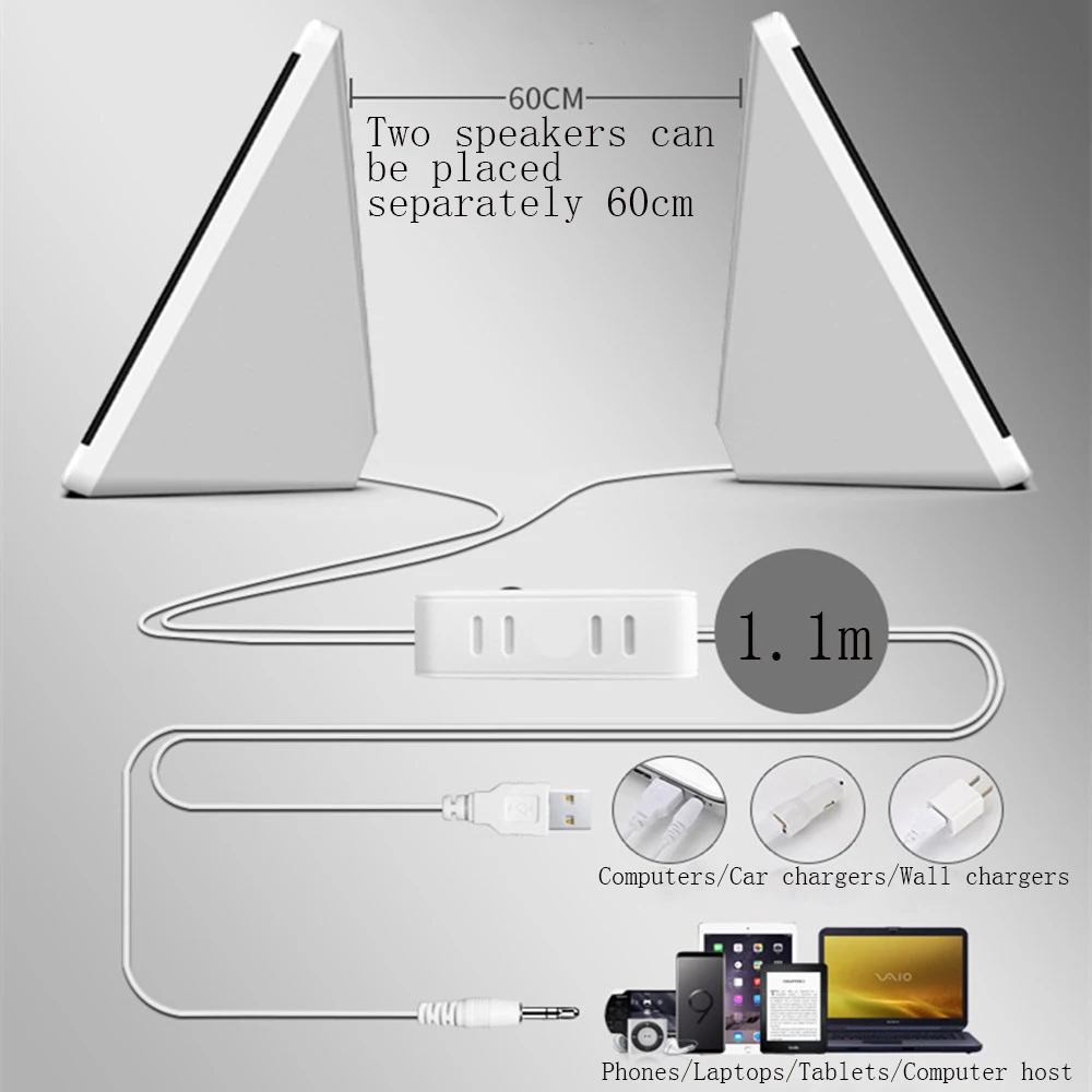 USB Wired Computer Speakers 2 Pieces PC Elevation Angle Horns Volume Control for Desktop Bass PC,Notebook,Smartphone and Tablet portable bluetooth speaker