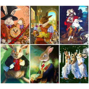 

Huacan Diamond Painting Kit Cartoon Rabbit Home Decoration Mosaic Animal Embroidery Gifts For Women Diamond Art