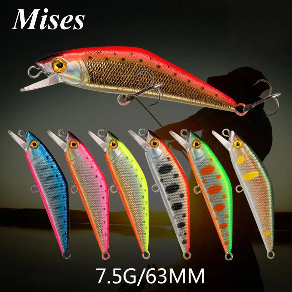 

Mises 6.3cm 5.3g Ten Colors Sinking Bionic Minnow Lure 3D Eyes Artificial Plastic Hard Bait Fishing Lure Fishing Tackles