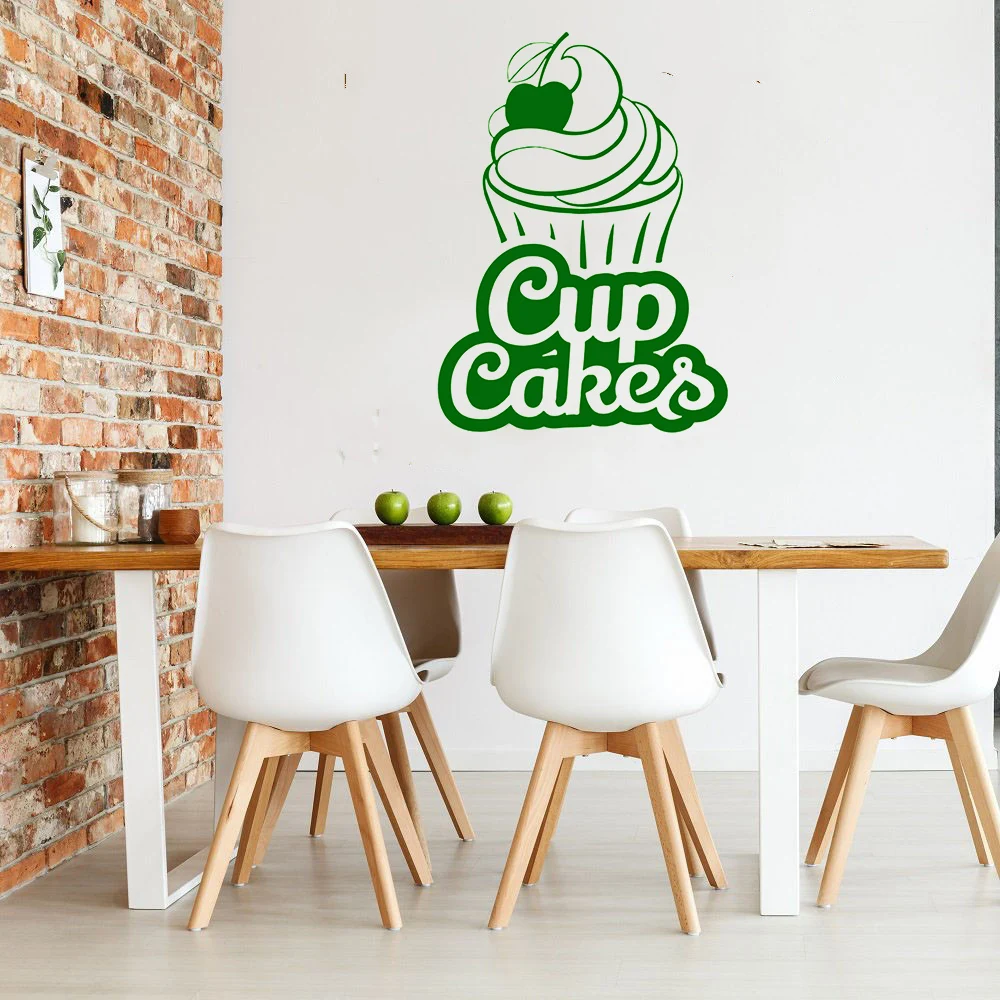 Bakery Logo Wall Decal Cup Cakes Vinyl Stickers Bakehouse Interior Home Design Wall Art Murals Window Sticker hane-made rb398