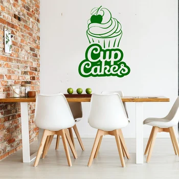Bakery Logo Wall Decal Cup Cakes Vinyl Stickers Bakehouse Interior Home Design Wall Art Murals Window Sticker hane-made rb398