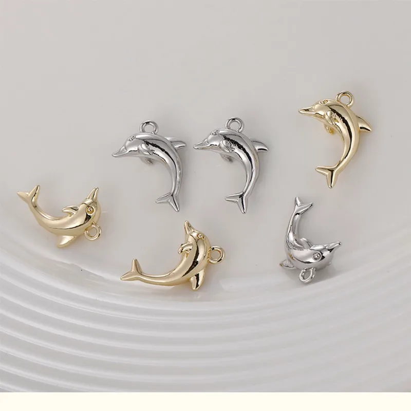 

New style 30pcs/lot animals 3D cartoon dolphin shape copper floating locket charms diy jewelry earring/bracelet accessory