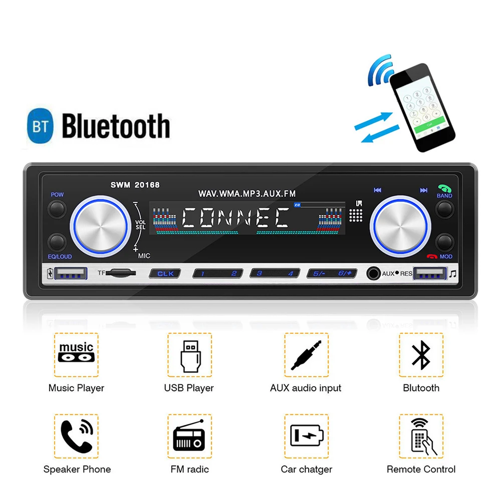 Лидер продаж 12V Автомобильный MP3-плеер Bluetooth мультимедийный плеер радио FM Aux Вход приемник с пультом дистанционного управления Управление