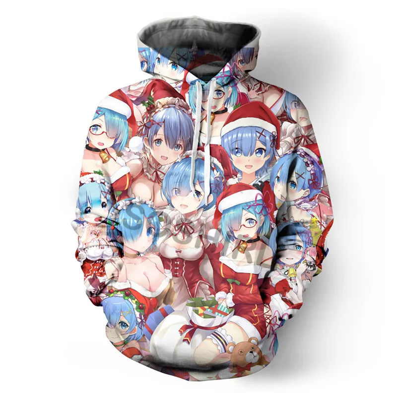 SOSHIRL Harajuku аниме Re Sero толстовки хипстер забавные рождественские Rem толстовка унисекс зимняя уличная одежда классические пуловеры Косплей Топы