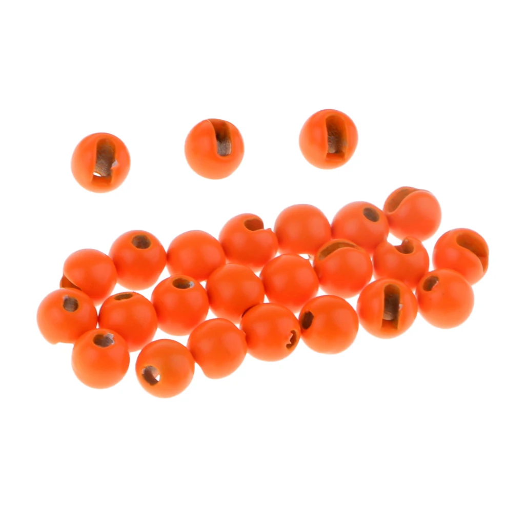 25pcs 5 Colors 4.6mm Nice-Designed Slotted Tungsten Beads Fly Tying Material Fly Fishing Accessories Tackles - Цвет: Orange