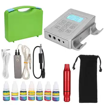 

PRO Complete Tattoo Kit Machine 7 Color Ink Power Supply Needle Grip Tip Set