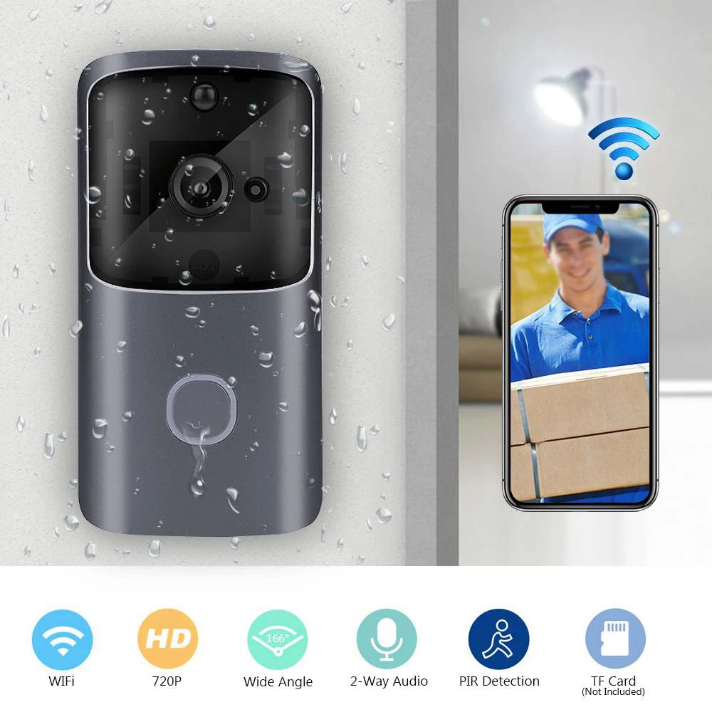 Беспроводной дверной звонок с Wi-Fi камера записью видео домофон HD 720P