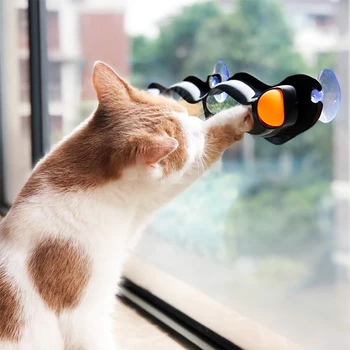 

Plastic Sucker New Funny Cat Educational Toys Pet Accessories Window Table Tennis Adsorption Glass Cat Toy Track Toy Ball