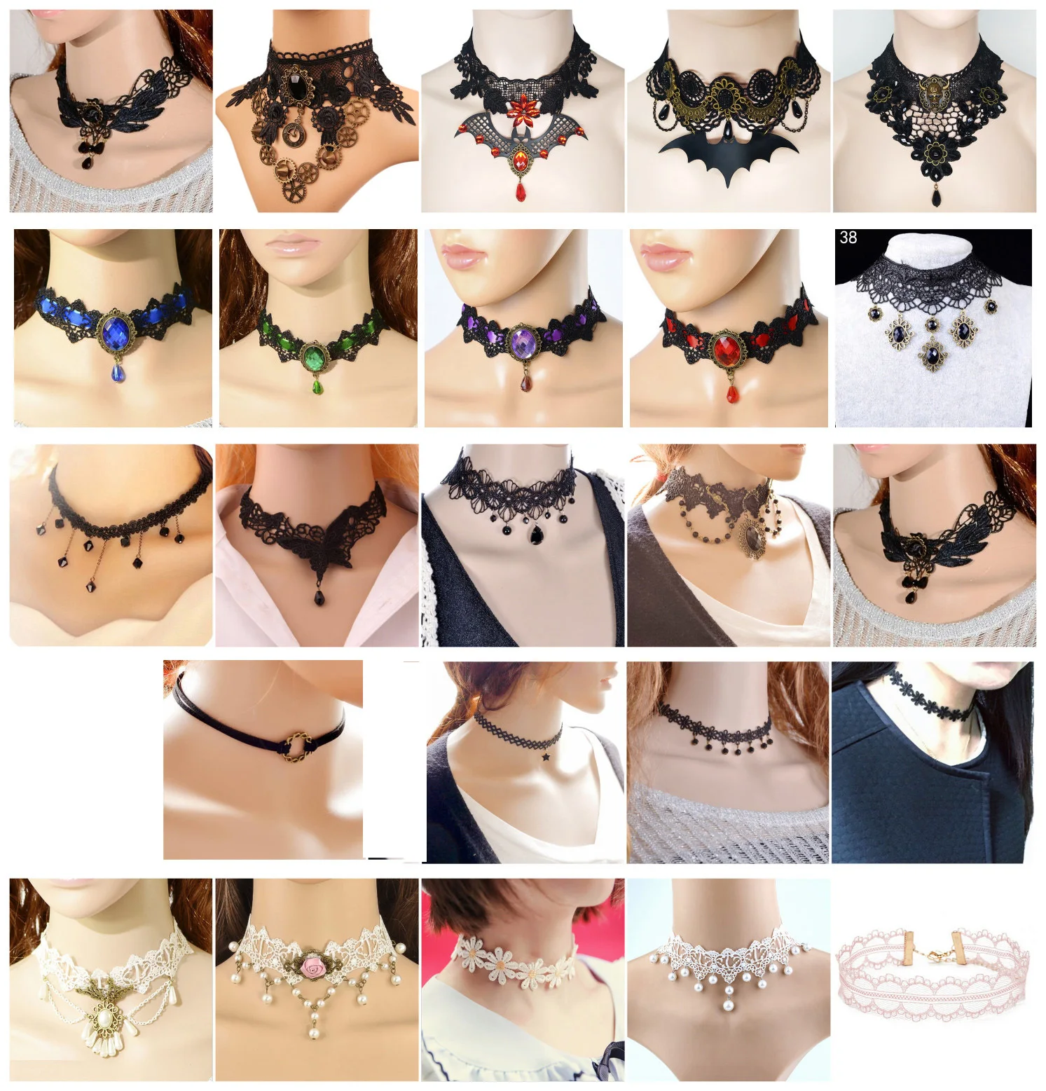 Steampunk Gothic Victorian Tassel Tattoo Choker Necklace - Black Lace Collar for Vintage Women's Wedding Jewelry (1 Piece) image 2