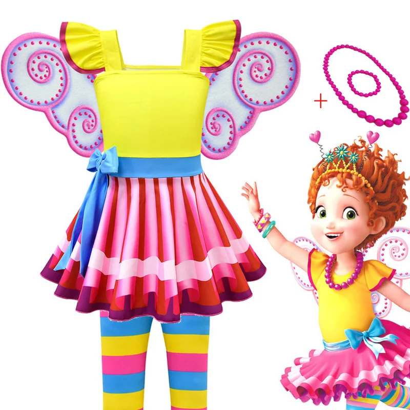 

Summer Girl Fancy Nancy Summer Rainbow Dress Girl Party Costumes For Halloween Kids Frocks Infantil Festa Clothes Birthday Robe