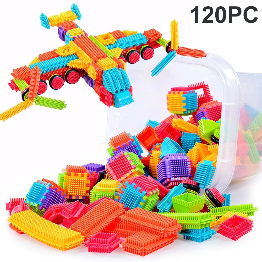 Обучающие игрушки для детей, Веселые Обучающие игрушки для детей, 120 шт., форма щетиной, 3D Строительные блоки, плитка, строительные доски ToysW807 - Цвет: 120pcs