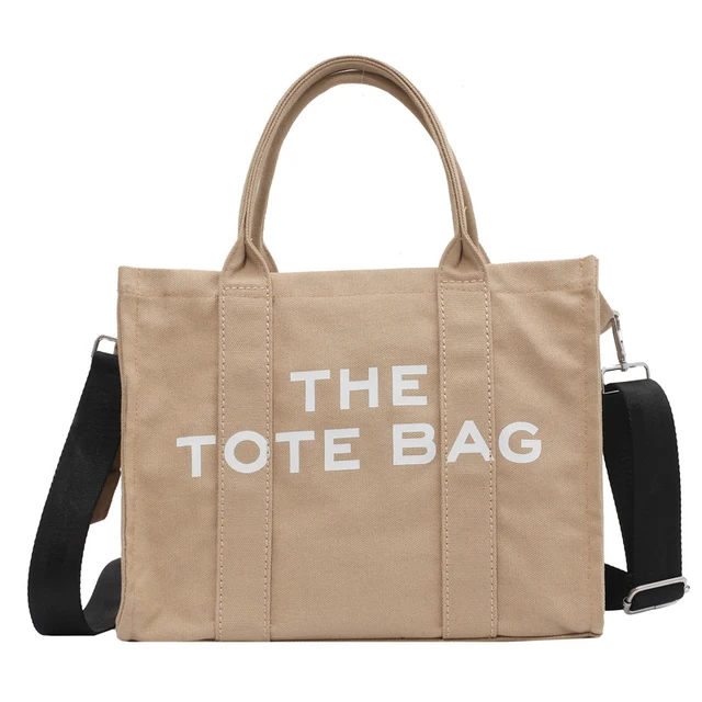Large Capacity Canvas Tote Women Shoulder Bag Letter Printed Crossbody Bags for Women Casual Cloth Women Handbag Big Shopper Bag Khaki