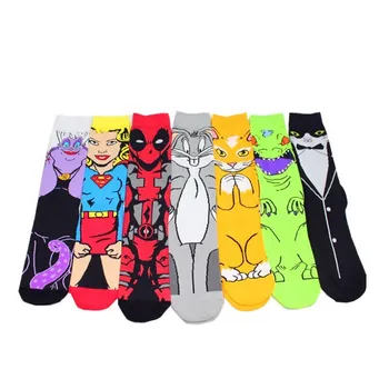 

Women Men Marvel Avengers Socks Cartoon Superman Deadpool Knee Socks Unisex Cotton Casual Spring Autumn Socks