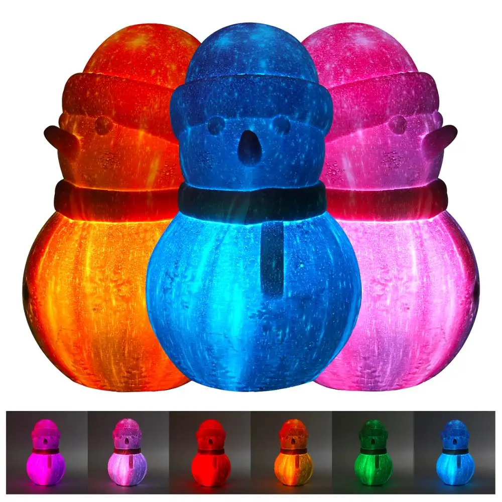 

16 Colors 3D Print Starry Snowman Night Light Rechargeable LED Remote Controlled Lamp for Christmas Decor Table Luminous Lamp