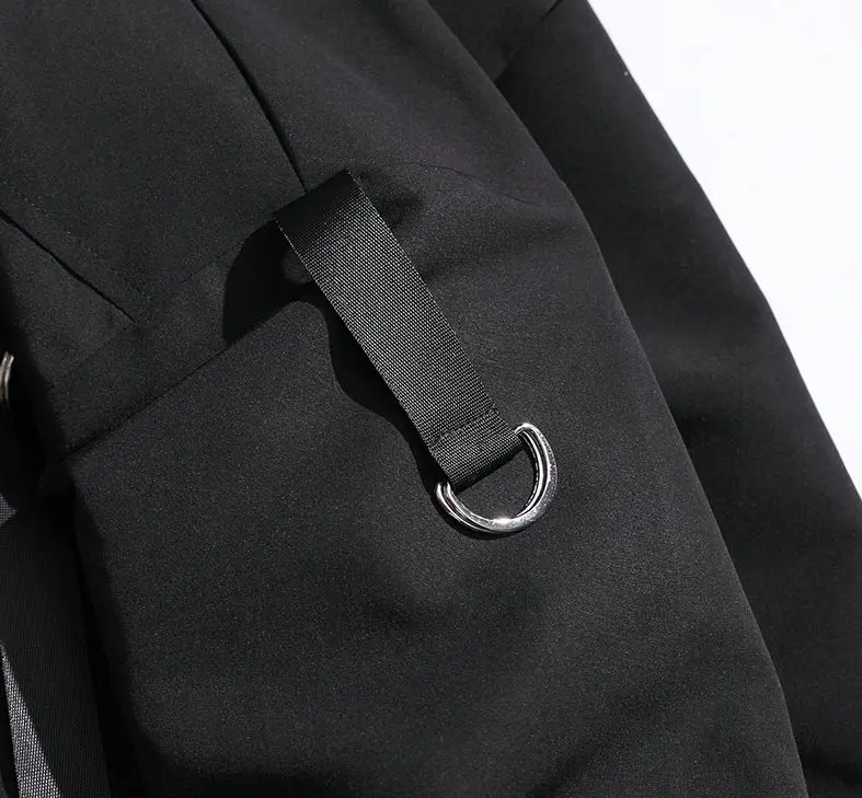 Новое поступление мужской модный мужской комбинезон куртка с лентами и карманами Свободное пальто в стиле хип-хоп Уличная пара ветровка M-5XL