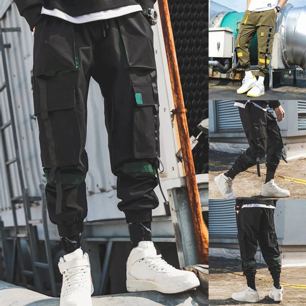 

Men Black Joggers Pants Summer 2019 Mens Big Pockets Ankel Cargo Pants Male Spring Streetwear Overalls Sweatpants#G1