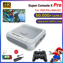 Console super retro x pro de wifi com 50000 jogos com controladores sem fios de 2.4g 4k consolas de jogos de vídeo da tevê hd para psp/n64/dc/ps