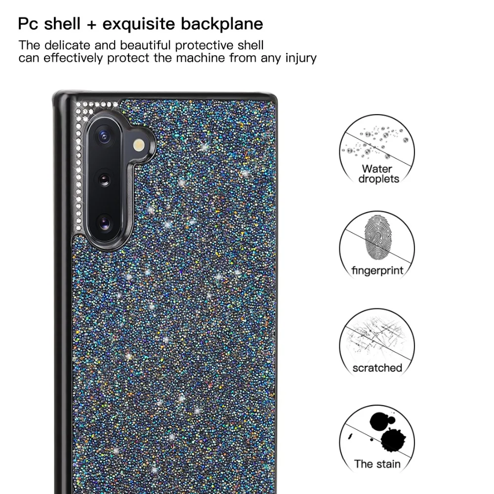 Модный сверкающий блестящий чехол для телефона samsung Galaxy Note 10 порошок блестки Алмазный чехол для Galaxy Note 10