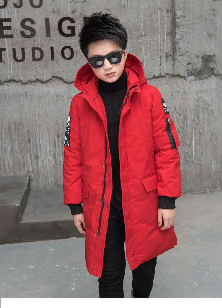 Детская парка на 30 градусов зимние куртки детская одежда г. Теплое пуховое пальто с хлопковой подкладкой для больших мальчиков утепленная верхняя одежда