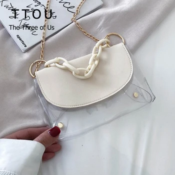 

Fashion Transparent Jelly Wild Women Shoulder Messenger Bag Ladies Elegant Tote Handbags Small Square Chain Female Crossbody Bag