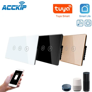 

US Dimmable Wifi Wall Touch Switch Glass Panel Stepless Dimmer Tuya APP Support Alexa Google Home LED Dimming Switch 120 Type