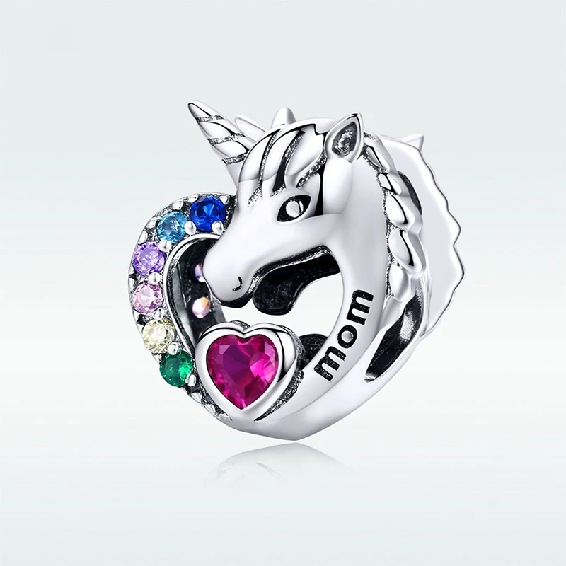 Очаровательный браслет Pandora, разноцветные браслеты с единорогом, пони, сердечками и бусинами для женщин, девочек и детей, модные ювелирные изделия, подарки