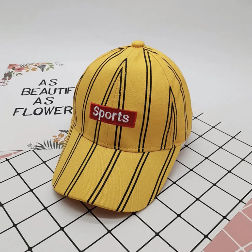 Детская шапка, полосатые наушники с буквенным принтом, теплая вязаная шляпа, остроконечная бейсболка, хлопковая мягкая удобная теплая Кепка для детей 2-5 лет - Цвет: Цвет: желтый
