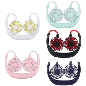 

new mini portable hanging neck sports fan Round shaped USB Charging Lazy Hanging Neck Fan for Outdoor Sport Mini Air Cooler