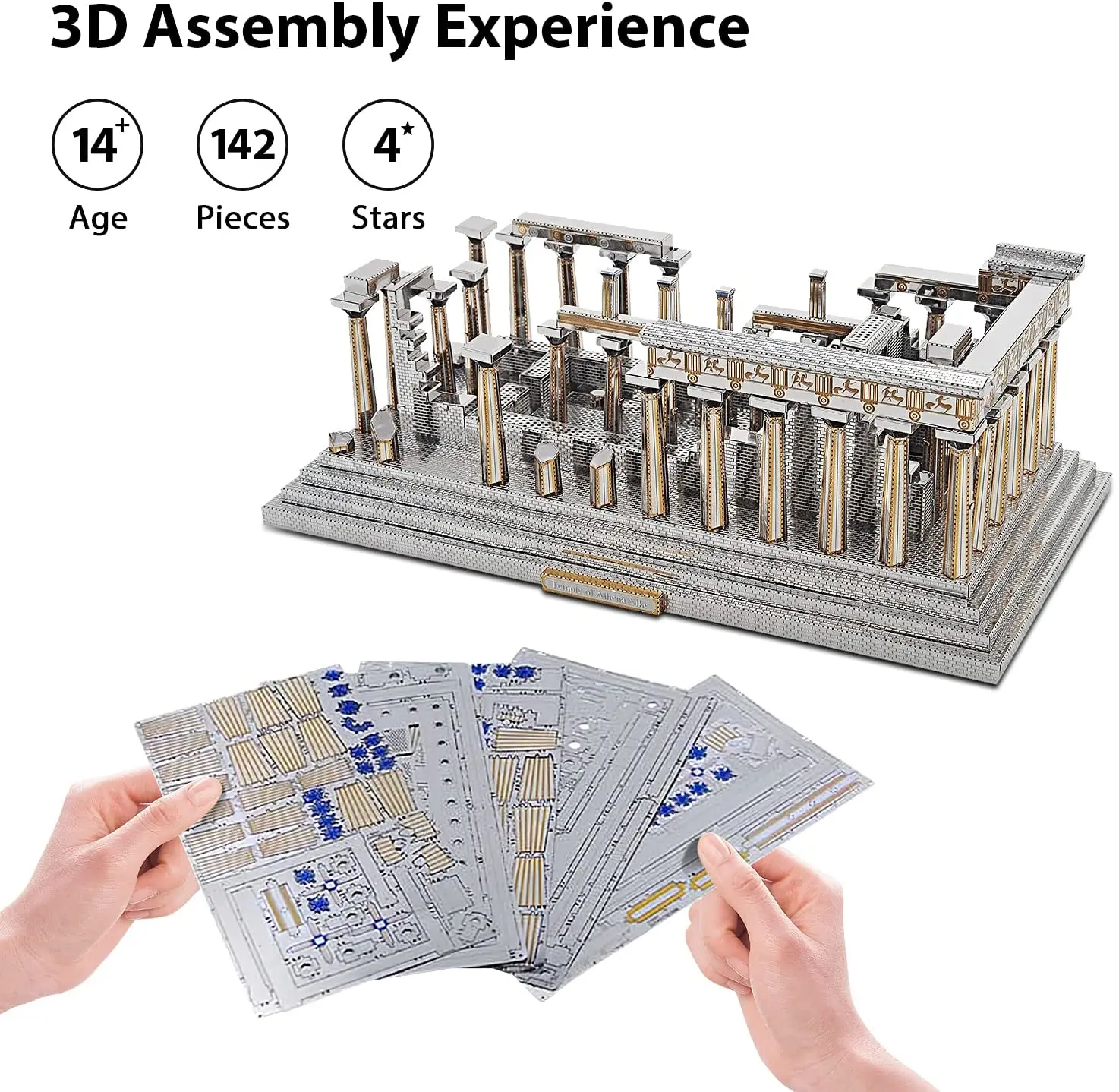 Microworld 3D Metal Puzzle Games Temple of Athena Building Models Kits DIY Laser Cut Jigsaw Toys Christmas Gifts For Teen Adult 3