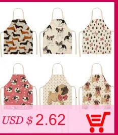 Kawaii Printed Elephant Car Sleeveless Aprons Kitchen Women Cotton Linen Pinafore Home Cooking Baking Waist Bib 53*65cm WQL0161