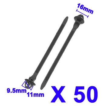 

50Pcs Wrap Plastic Rivets Push Rivets Clips Wiring Black 11mm Hole Cable Car Trailer Zip Ties Clips Practical Rivets Car Clips