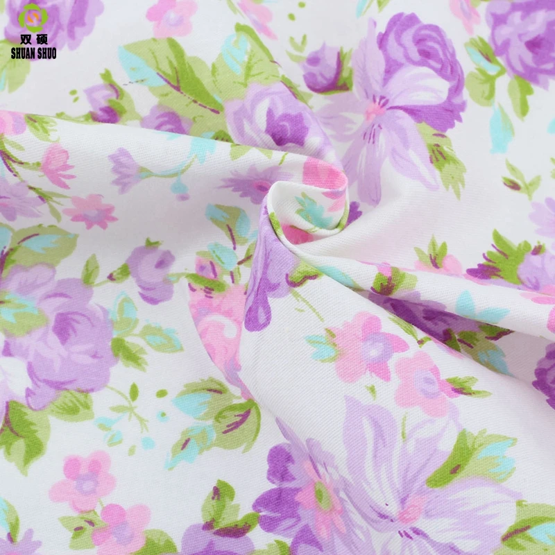 Shuanshuo Tissus Cotton Patchwork Fabric Telas Fat Quarter Bundles Fabric For Sewing DIY Crafts Purple Color 40*50cm 5pcs/lot