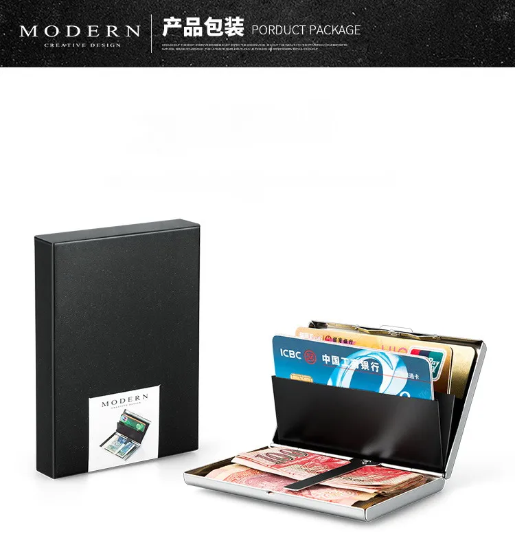 Modern- Brand Stainless Steel Card Holder Wallet Coin Purse Credit Card Organizer RFID Blocking