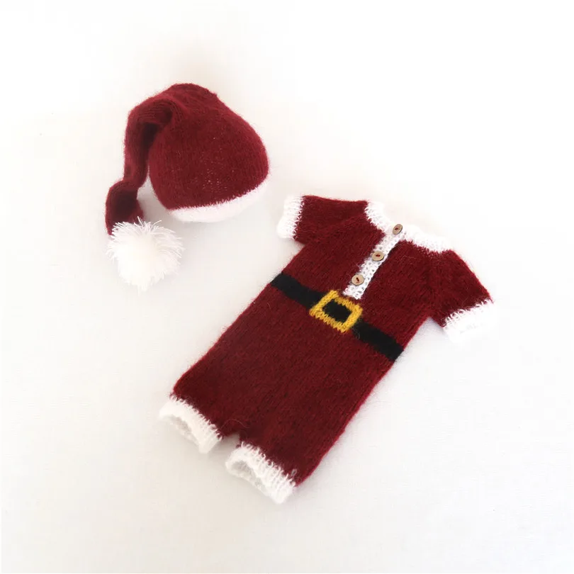 Шапочка для сна для новорожденных; комбинезон; Рождественский костюм; реквизит для фотосессии; шапка Санты и комбинезон с капюшоном; наряд для фотосессии - Цвет: as photo
