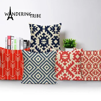 

Colorful Geometry Pattern Cushion Cover Nordic Geometric Pillow Case Linen Boho Sofa Plaid Arrow Seat Home Pillow Covers Cojin