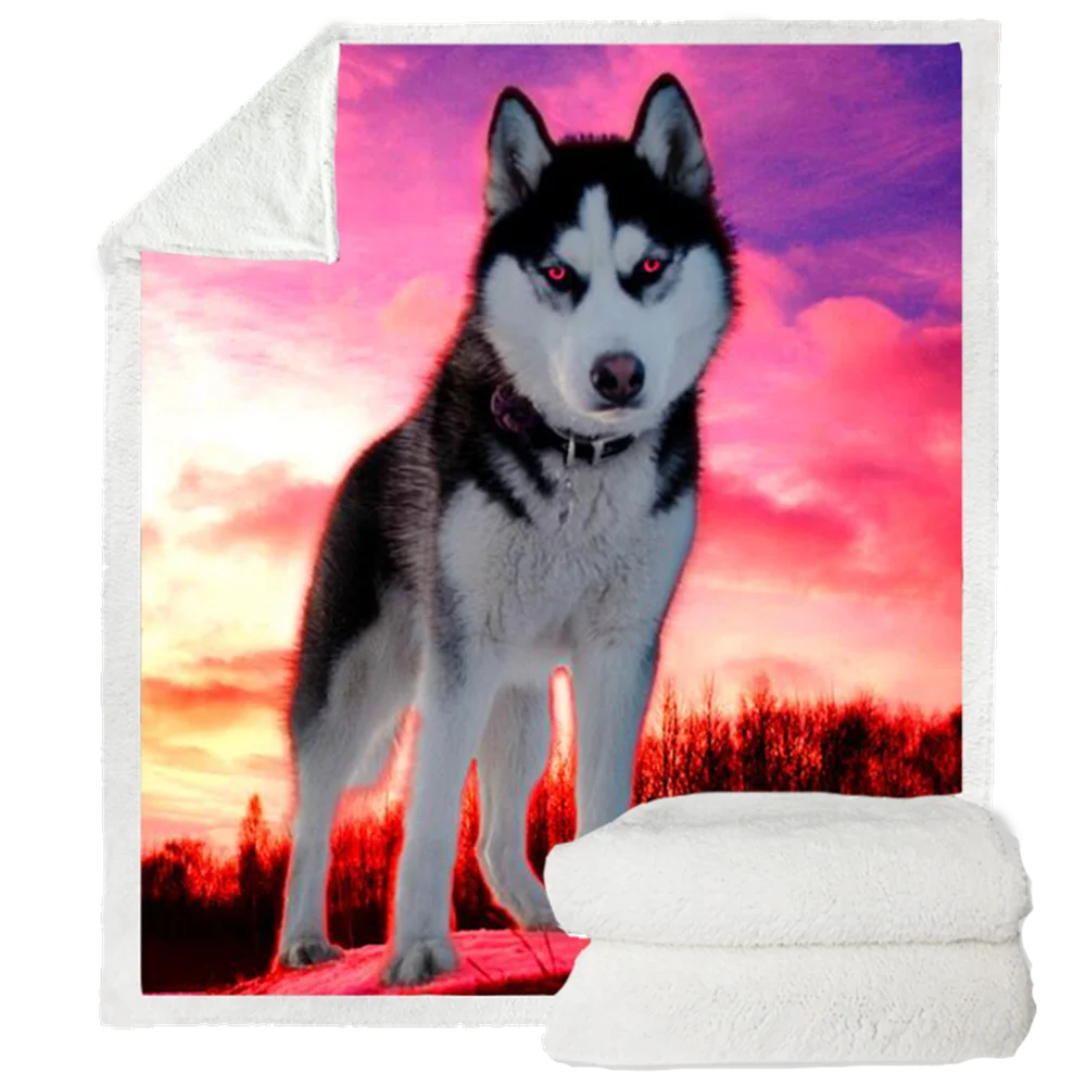 3d Printing Harajuku Fashion Animal Bedspread Photography Plush Blanket Bedding Outlet Siberian Husky Sherpa Throw Blanket B106 Aliexpress