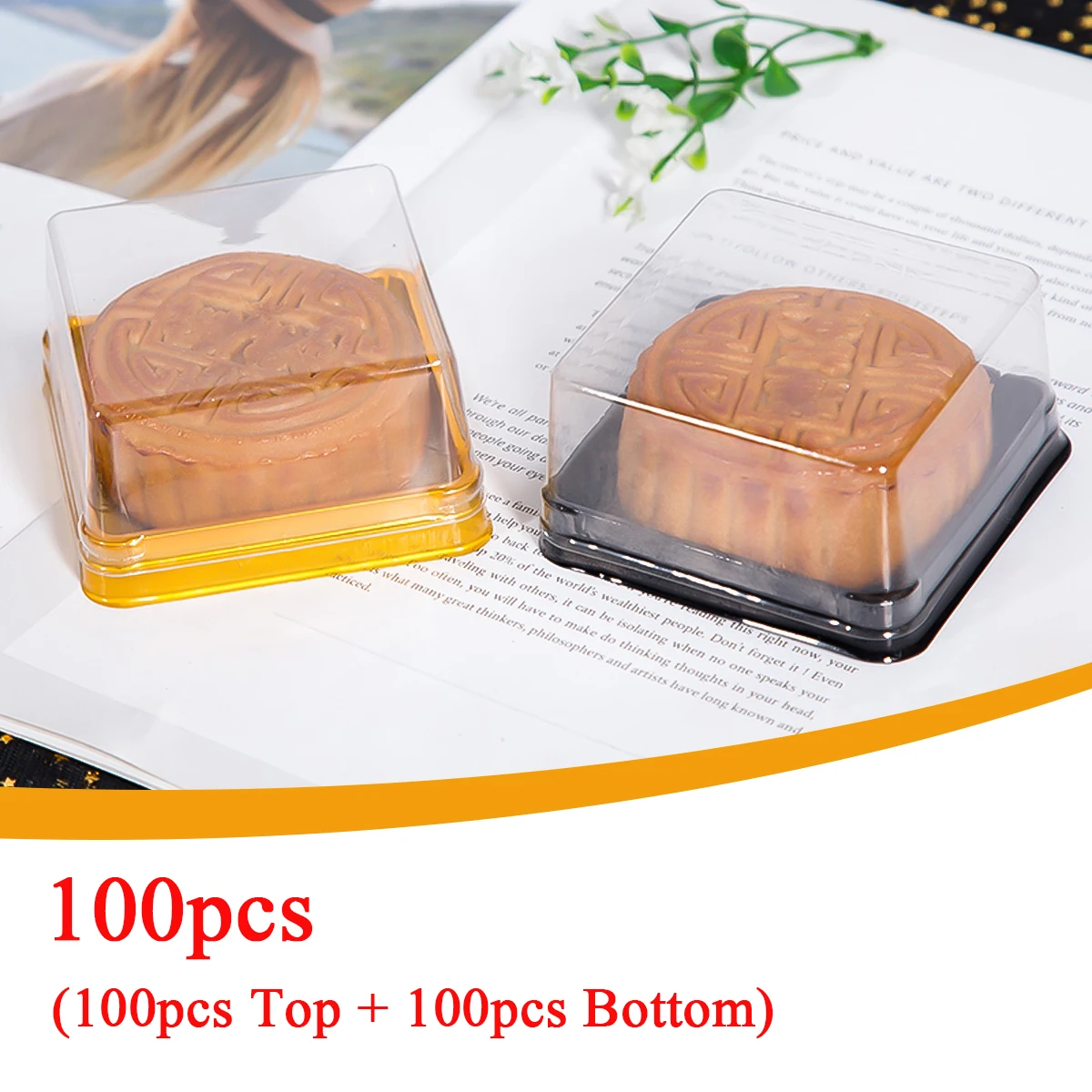 100pcs Square Cake Boxes And Packaging Lot Transparent Plastic