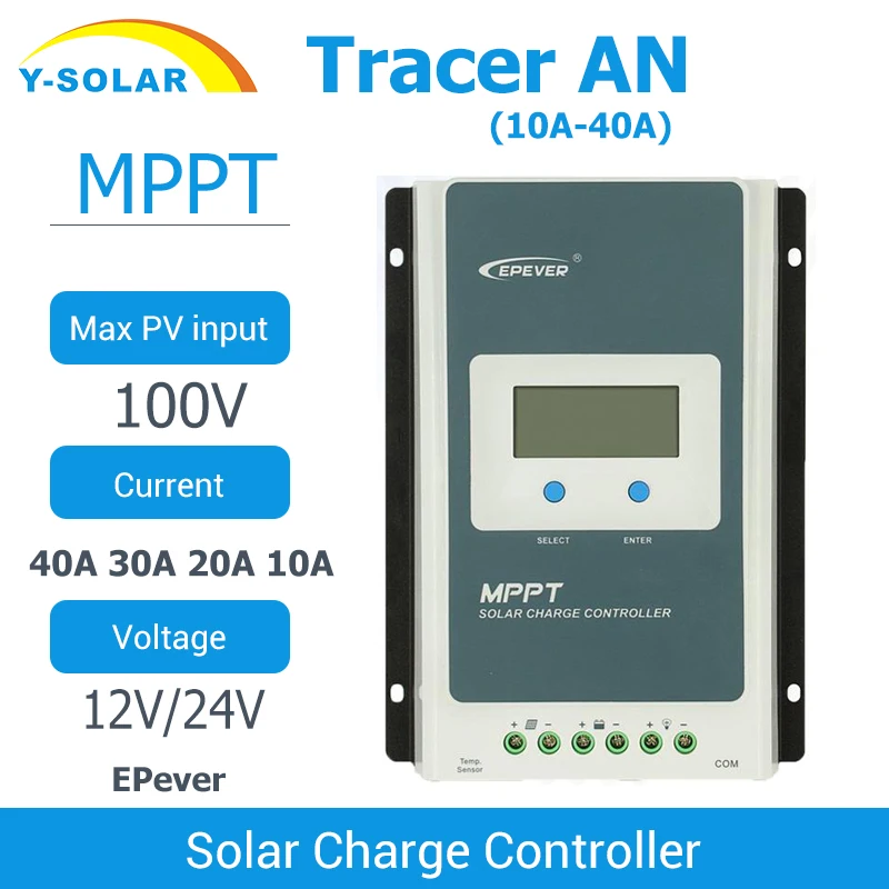 US $54.66 MPPT EPever Solar Charge Controller 40A 30A 20A 10A Tracer AN Series Backlight LCD Regulator for Leadacid Lithiumion Battery