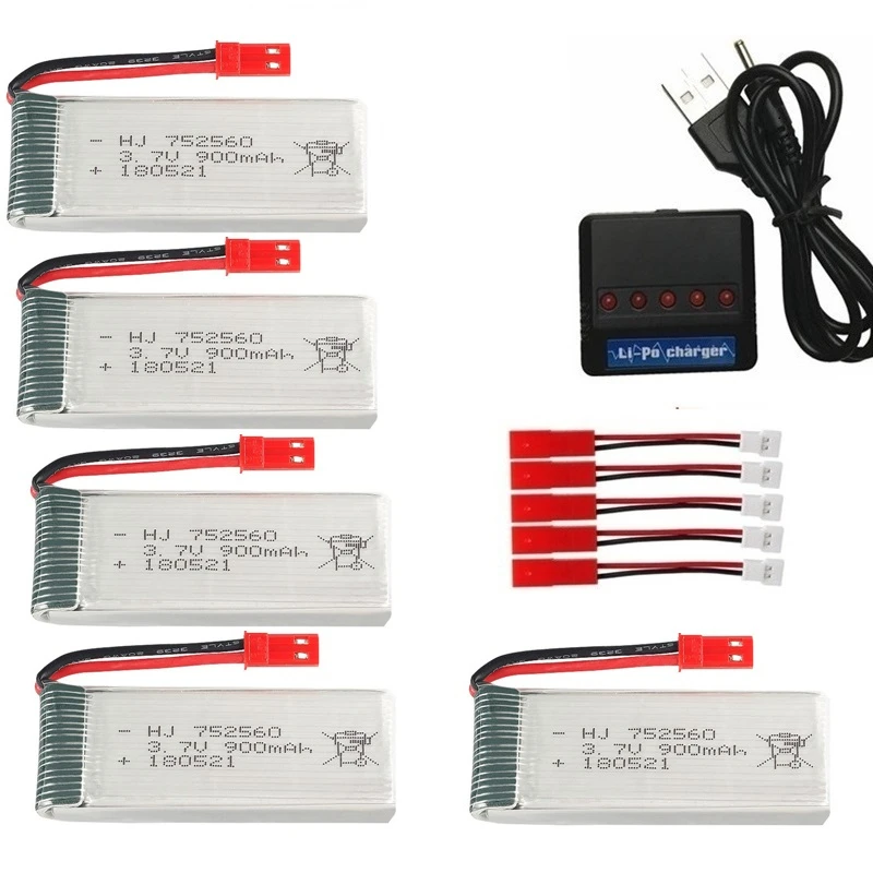 

JST 3.7V 900mah Rechargeable Battery + Charger For X5 X5C X5SC X5SW 8807 8807W A6 A6W M68 Rc Drone Spare Parts 3.7V lipo Battery